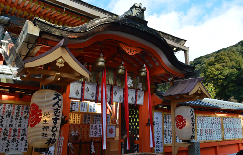Jishu shrine Edge history in kyoto japan